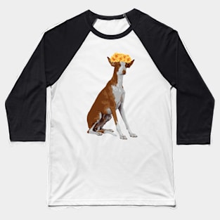 Dog with sun flower crown Baseball T-Shirt